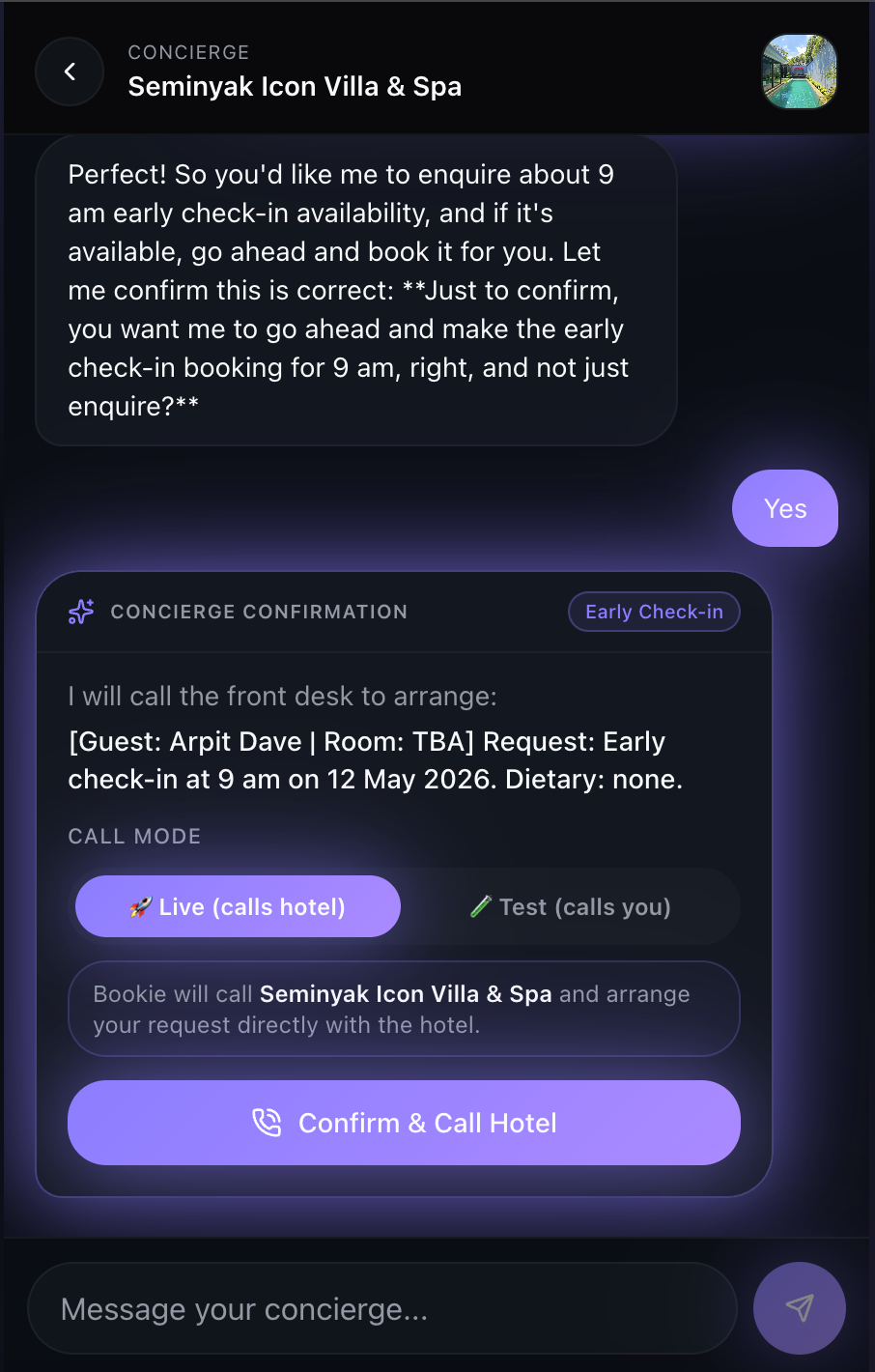 Bookie concierge